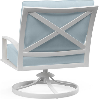 Bristol Outdoor Club Swivel in Canvas Flax w/ Self Welt by Sunset West. Made from aluminum in a modern style.