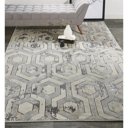 Micah Rug - 3046F by Feizy in gray, taupe, silver. Made from polyester, polypropylene in a unique style.