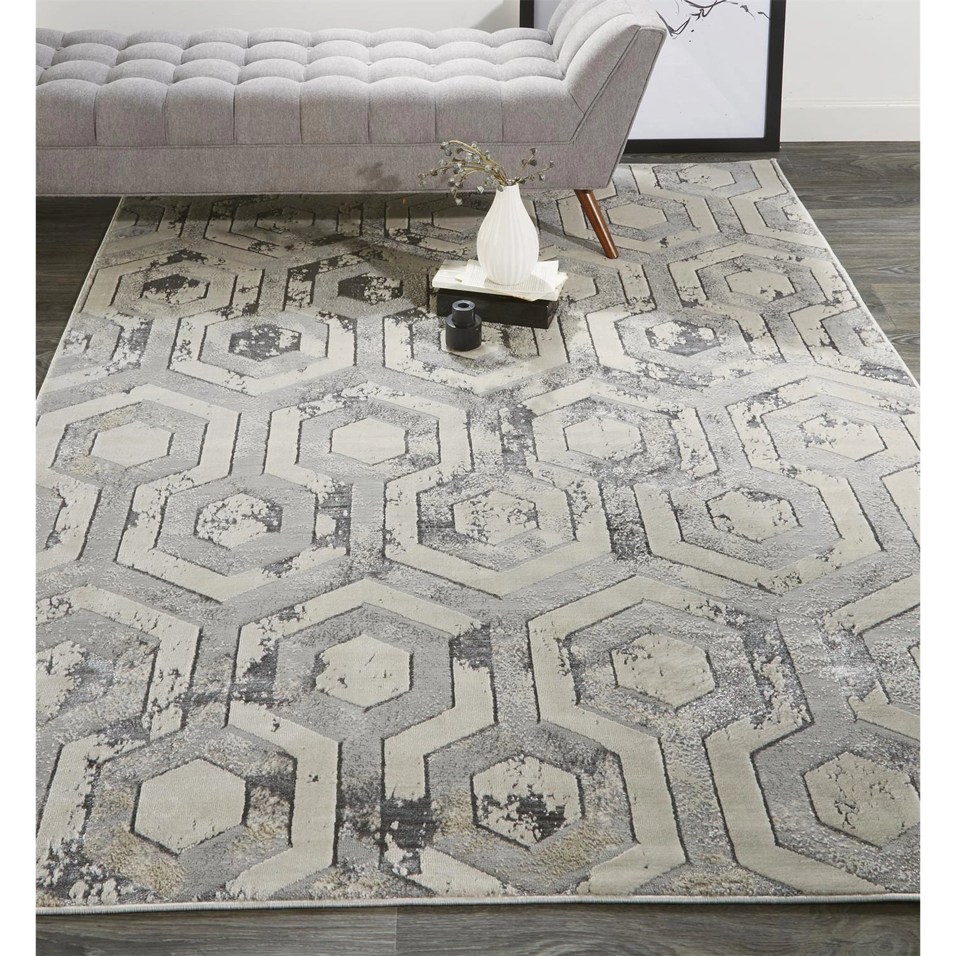 Micah Rug - 3046F by Feizy in gray, taupe, silver. Made from polyester, polypropylene in a unique style.