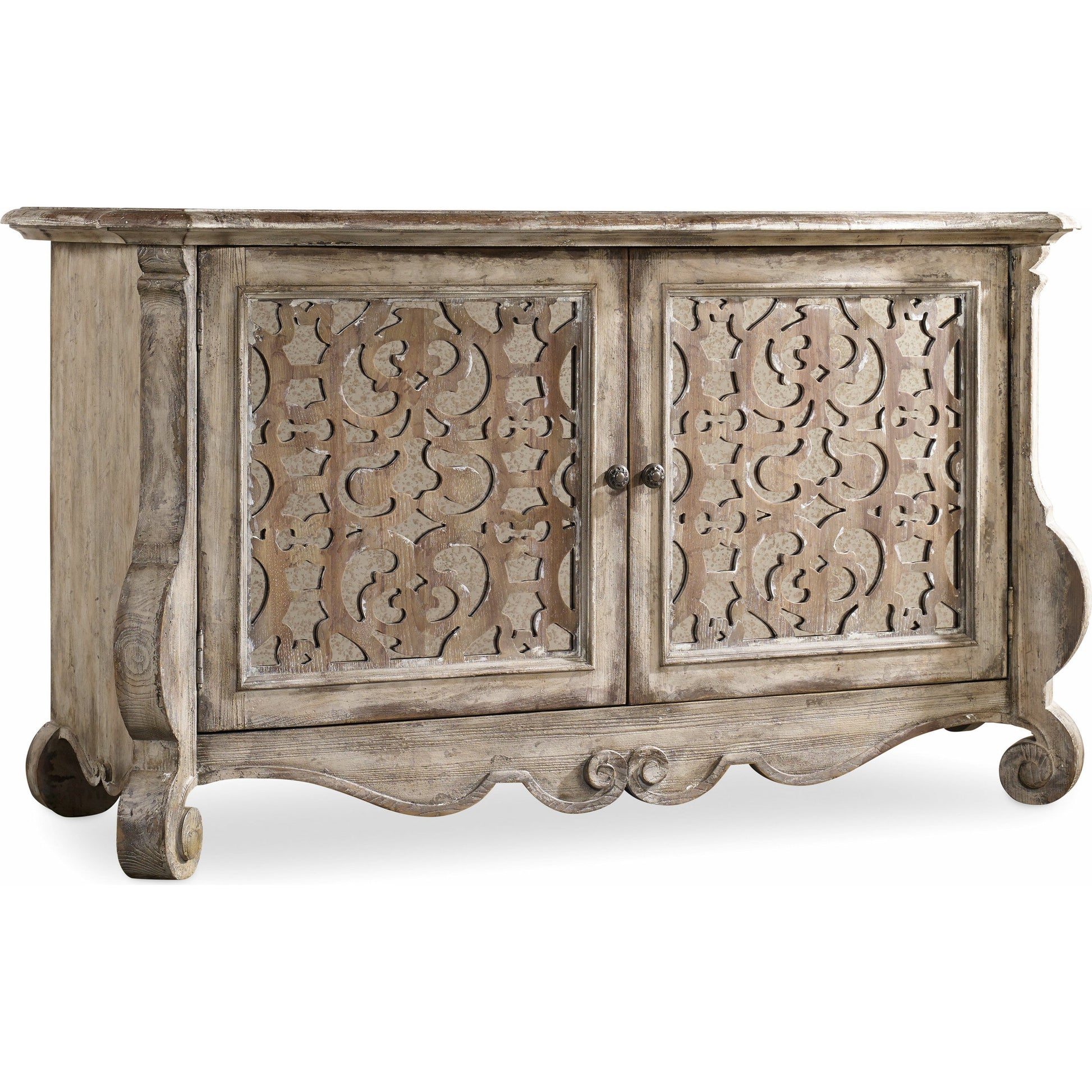 Chatelet Buffet by Hooker Furniture in caramel froth, paris vintage. Made from pecan veneers, resin, solid-wood edge top in a traditional style.