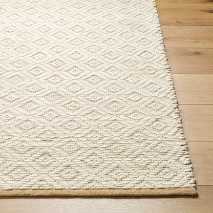 Ahlat Rug - 32454 by Livabliss in mustard, cream. Made from main: 70% wool, main: 30% cotton in a unique style.