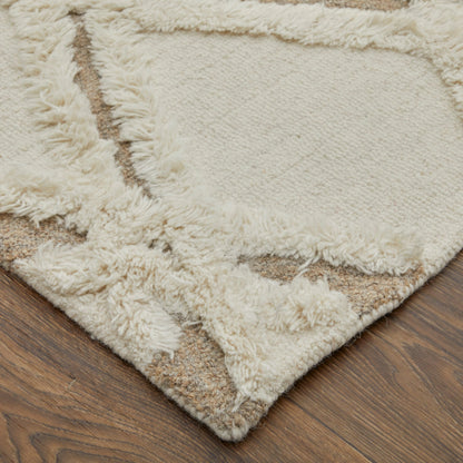 Anica Transitional Geometric Rug - 8008F by Feizy in ivory, taupe, brown. Made from wool in a unique style.