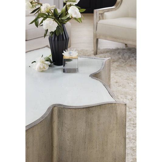 Est La Vie Cocktail Table by Hooker Furniture in meringue, jewel. Made from white painted glass in a modern style.