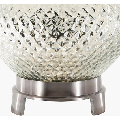 Ailani Lamp - 24790 by Surya in ivory, translucent, metallic nickel, metallic silver, white and brushed antiqued polished nickel. Made from linen, cotton, glass, metal in a modern style.