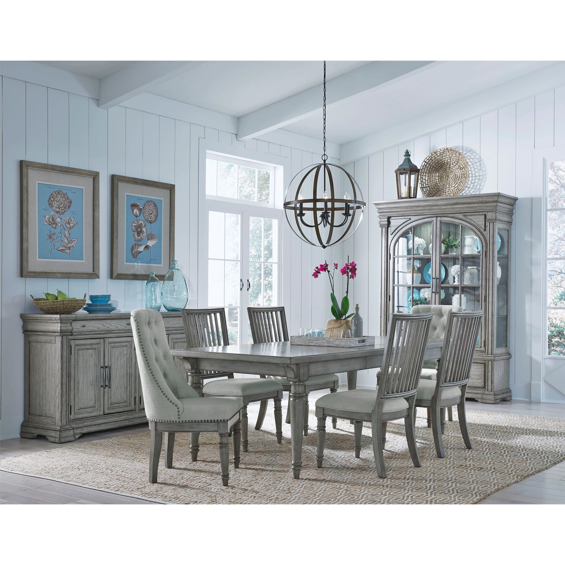 Madison Ridge Side Chair (Set of 2) by Pulaski Furniture in bluff grey. Made from asian hardwood, oak veneers, fabric in a traditional style.