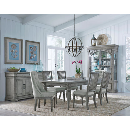 Madison Ridge Host Chair by Pulaski Furniture in bluff grey. Made from asian hardwood, oak veneers in a traditional style.