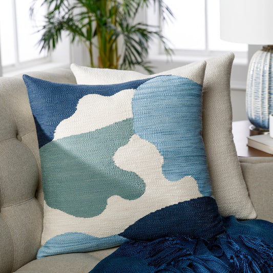 Aimee Pillow - 12019 by Surya in light beige, light blue. Made from 100% cotton in a eclectic & global style.