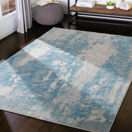Aisha Rug - 23030 by Livabliss in light blue, gray, light gray, off-white. Made from 70% viscose, 30% polyester in a unique style.