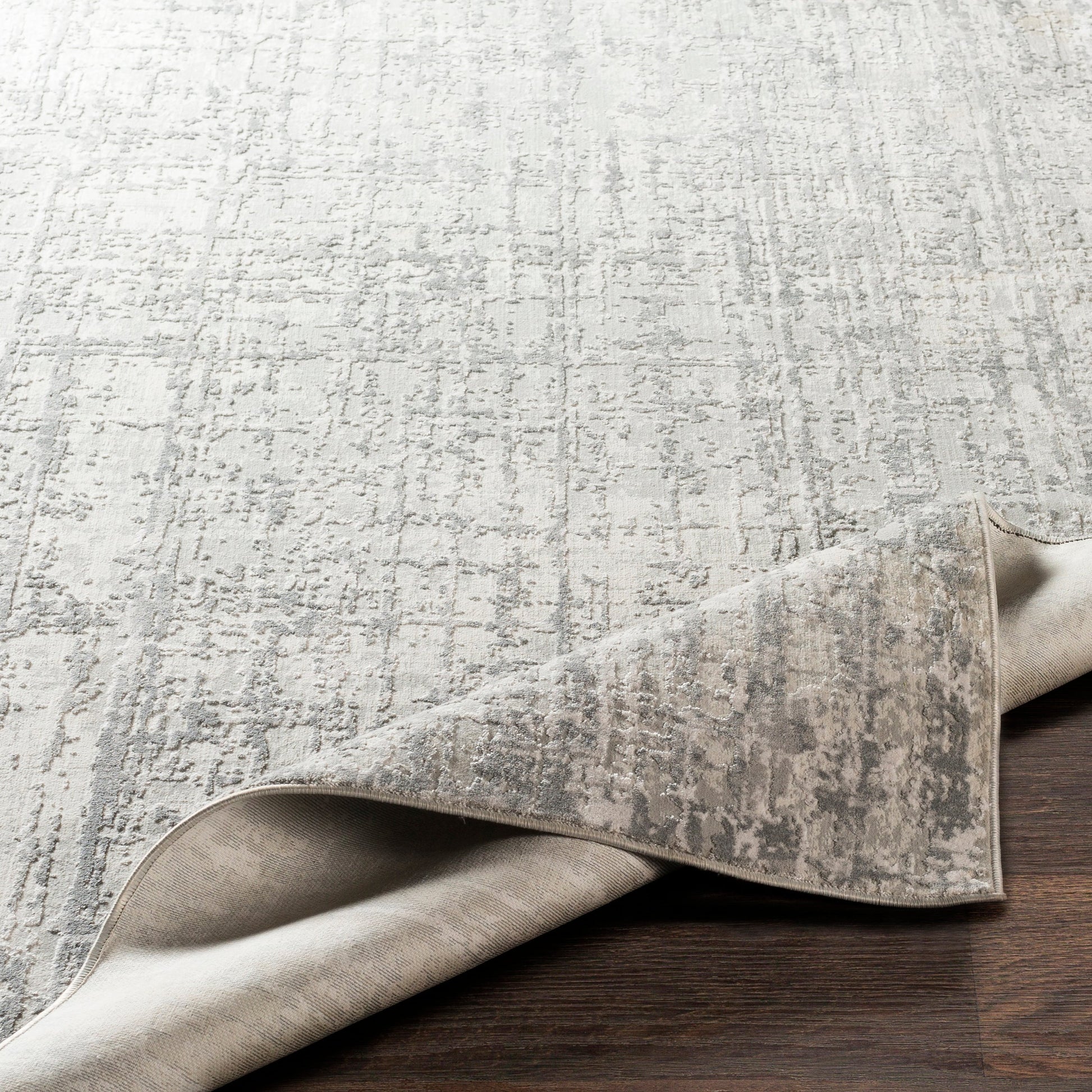Aisha AIS-2305 Rug by Livabliss in light gray, gray, off-white. Made from 70% viscose, 30% polyester in a unique style.
