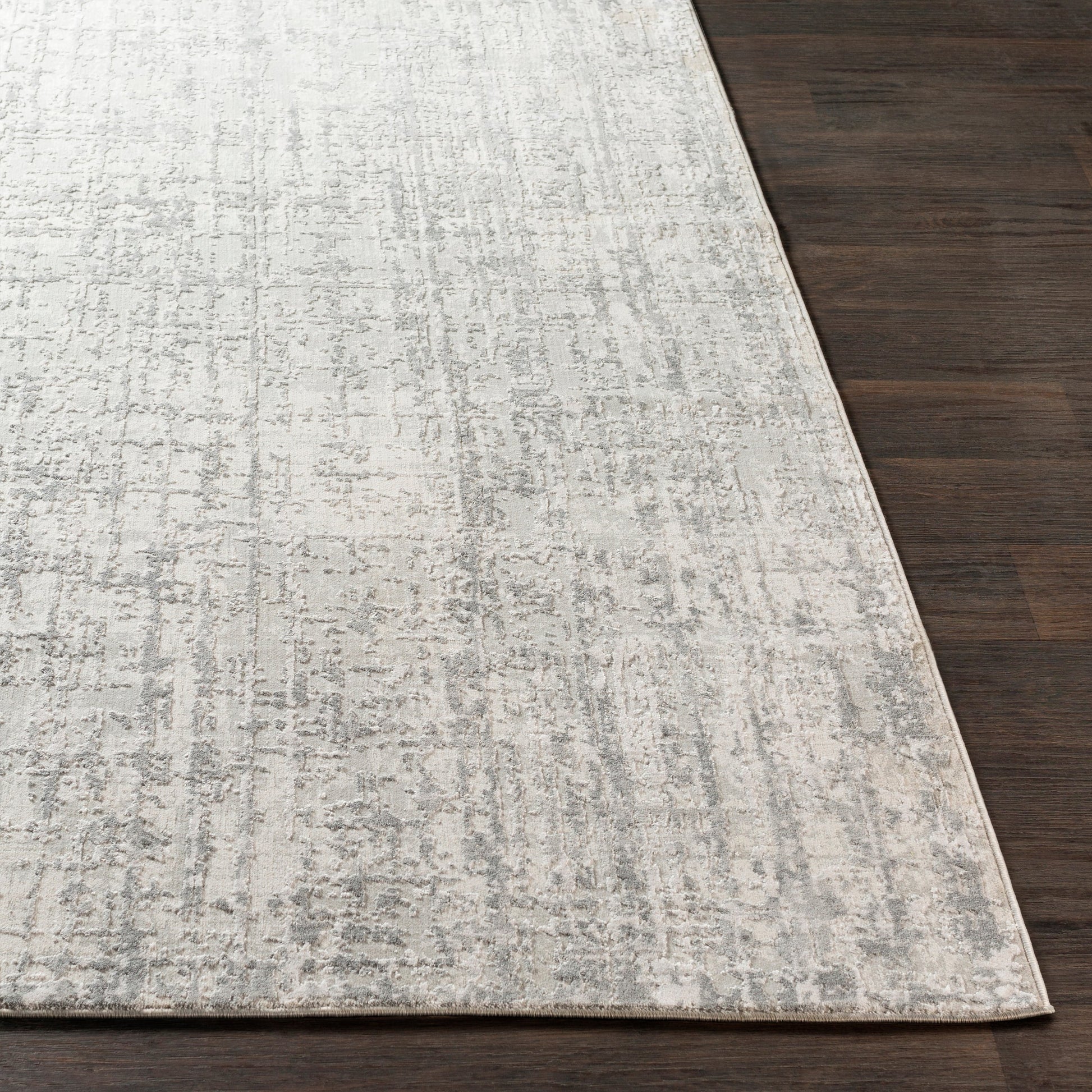 Aisha AIS-2305 Rug by Livabliss in light gray, gray, off-white. Made from 70% viscose, 30% polyester in a unique style.
