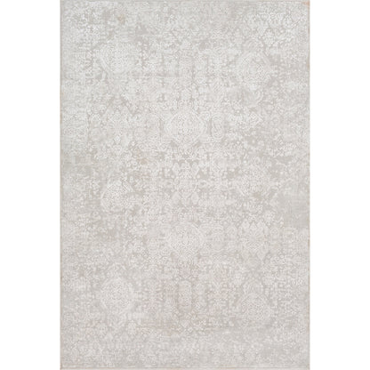 Aisha Rug by Livabliss in light gray, off-white. Made from 70% viscose, 30% polyester in a traditional style.