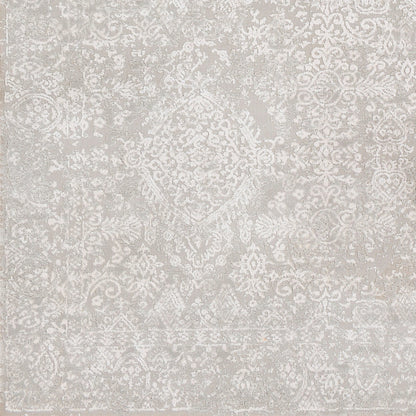 Aisha Rug by Livabliss in light gray, off-white. Made from 70% viscose, 30% polyester in a traditional style.