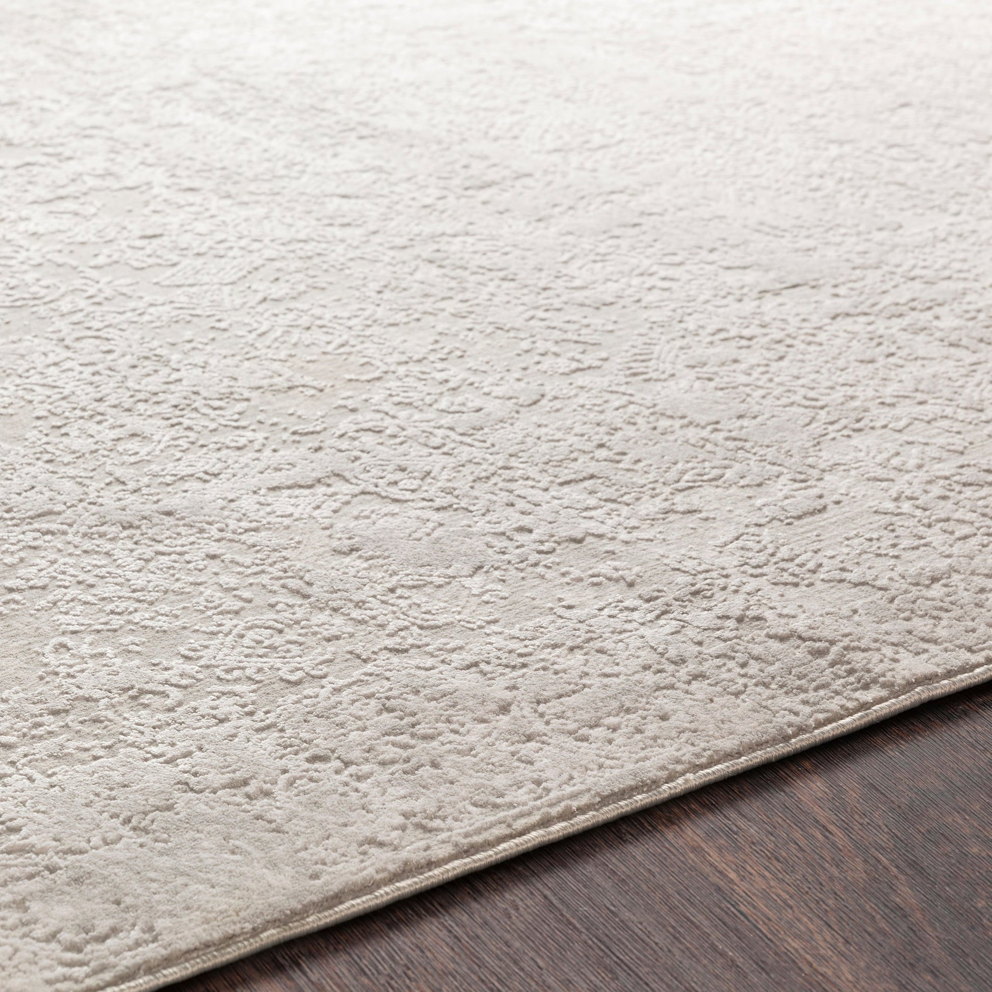 Aisha Rug by Livabliss in light gray, off-white. Made from 70% viscose, 30% polyester in a traditional style.