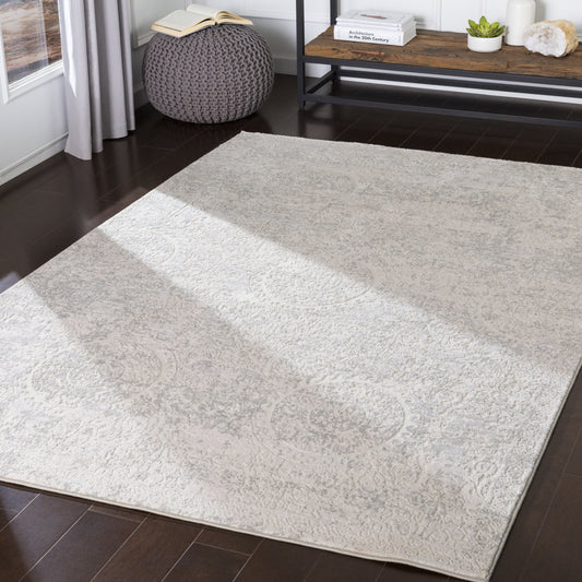 Aisha Rug - 23035 by Livabliss in light gray, off-white. Made from 70% viscose, 30% polyester in a unique style.