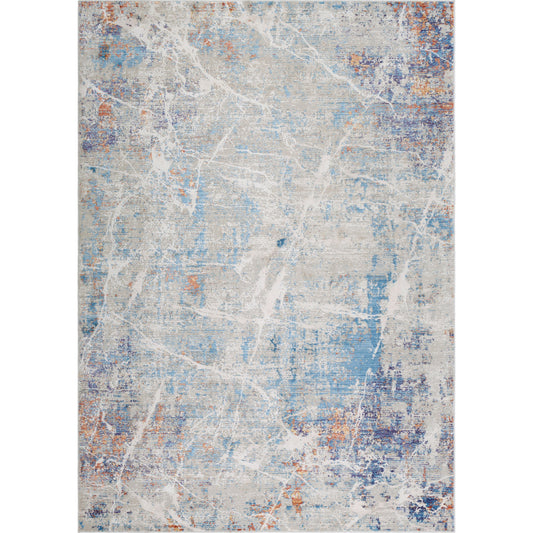 Aisha Rug - 25207 by Livabliss in blue, off-white, taupe, dark purple, burnt orange. Made from 70% viscose, 30% polyester in a unique style.