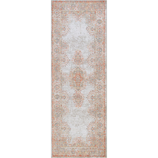 Aisha Rug - 25218 by Livabliss in burnt orange, wheat, off-white, taupe, gray. Made from 70% viscose, 30% polyester in a unique style.