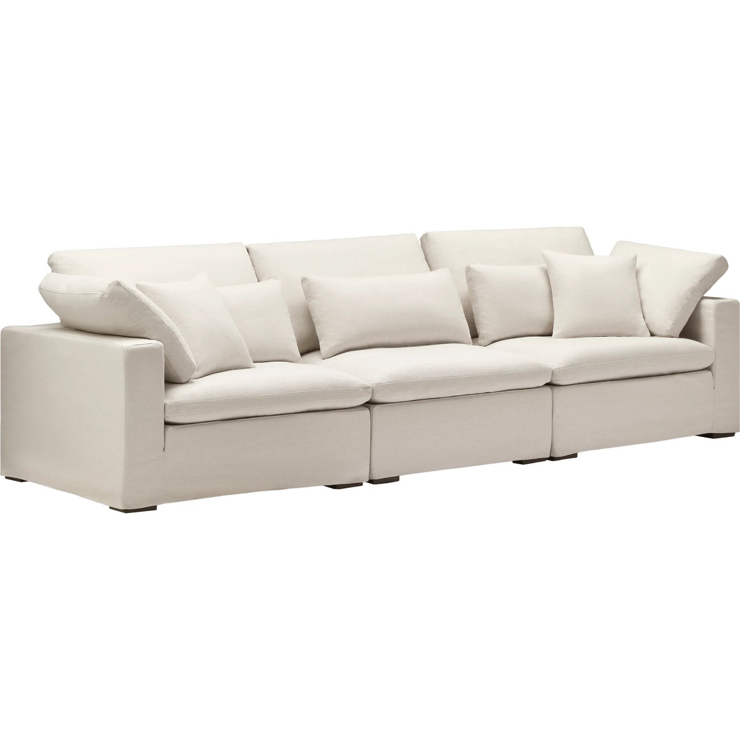 001 SI-2165818 | Primary Silo | Avington Sofa by Surya in base: cream and painted. Made from linen, polyester, rubber wood, polyurethane foam, duck down feathers in a transitional style.