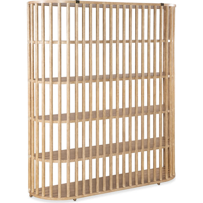 Retreat Slatted Bookcase by Hooker Furniture. Made from oak veneers, rope in a cottage & farmhouse style.