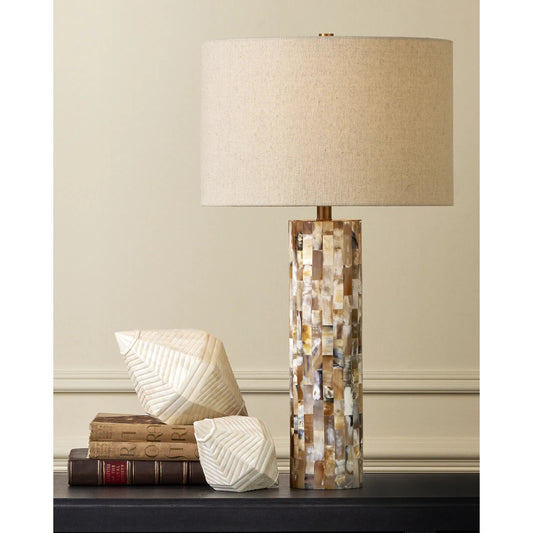 Colevile Table Lamp by Currey and Company. Made from horn, brass, engineered wood in a modern style.