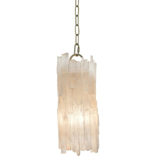 Natural Selenite Pendant by John-Richard in clear, silver, white. Made from crystal in a unique style.