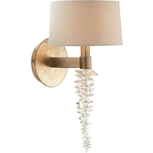 Cascading Crystal Waterfall One-Light Wall Sconce by John-Richard in silver, white. Made from crystal in a modern style.