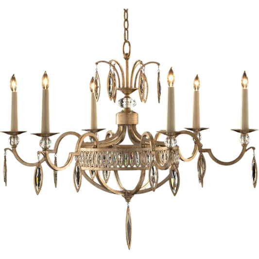 Marquise Crystal Six-Light Chandelier by John-Richard in silver. Made from crystal in a unique style.