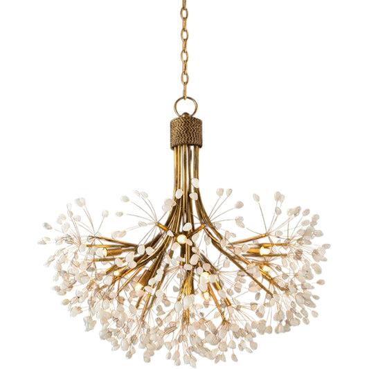 Quartz Chandelier by John-Richard in gold. Made from unique in a unique style.