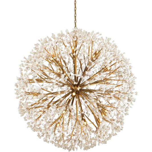 Spherical Thirty-Light Quartz Chandelier by John-Richard in gold. Made from unique in a unique style.