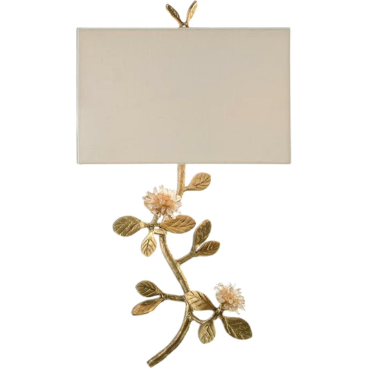 Quartz Flower Sconce by John-Richard in brass, white. Made from brass in a unique style.