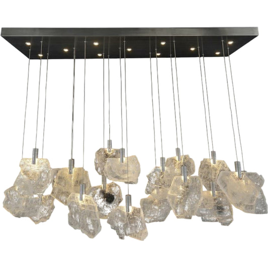 Moonlight Sonata Selenite Pane Twenty-Nine-Light Horizontal Chandelier by John-Richard in clear. Made from crystal in a unique style.