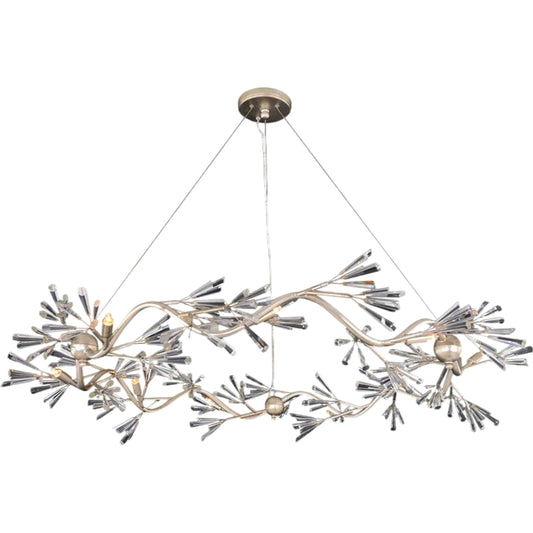 Luna Crystal Wand Branched Nine-Light Chandelier by John-Richard in silver. Made from crystal in a unique style.