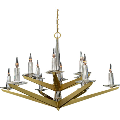 Antares Twelve Light Chandelier by John-Richard in brass. Made from unique in a modern style.