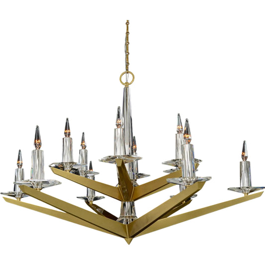 Antares Twelve Light Chandelier by John-Richard in brass. Made from unique in a unique style.