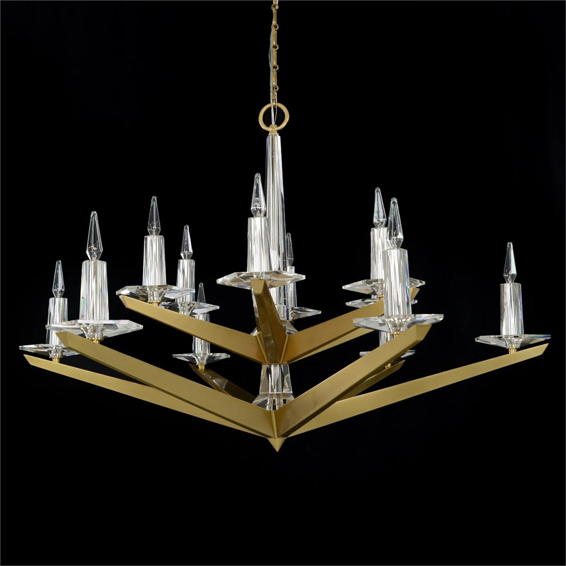 Antares Twelve Light Chandelier by John-Richard in brass. Made from unique in a modern style.
