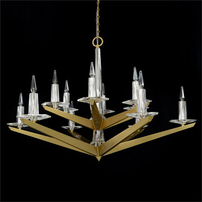Antares Twelve Light Chandelier by John-Richard in brass. Made from unique in a modern style.