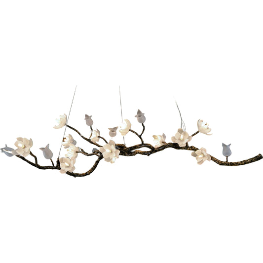 Churippu Magnolia & Tulip Glass Bronze Oblong Nineteen-Light Chandelier by John-Richard. Made from unique in a modern style.