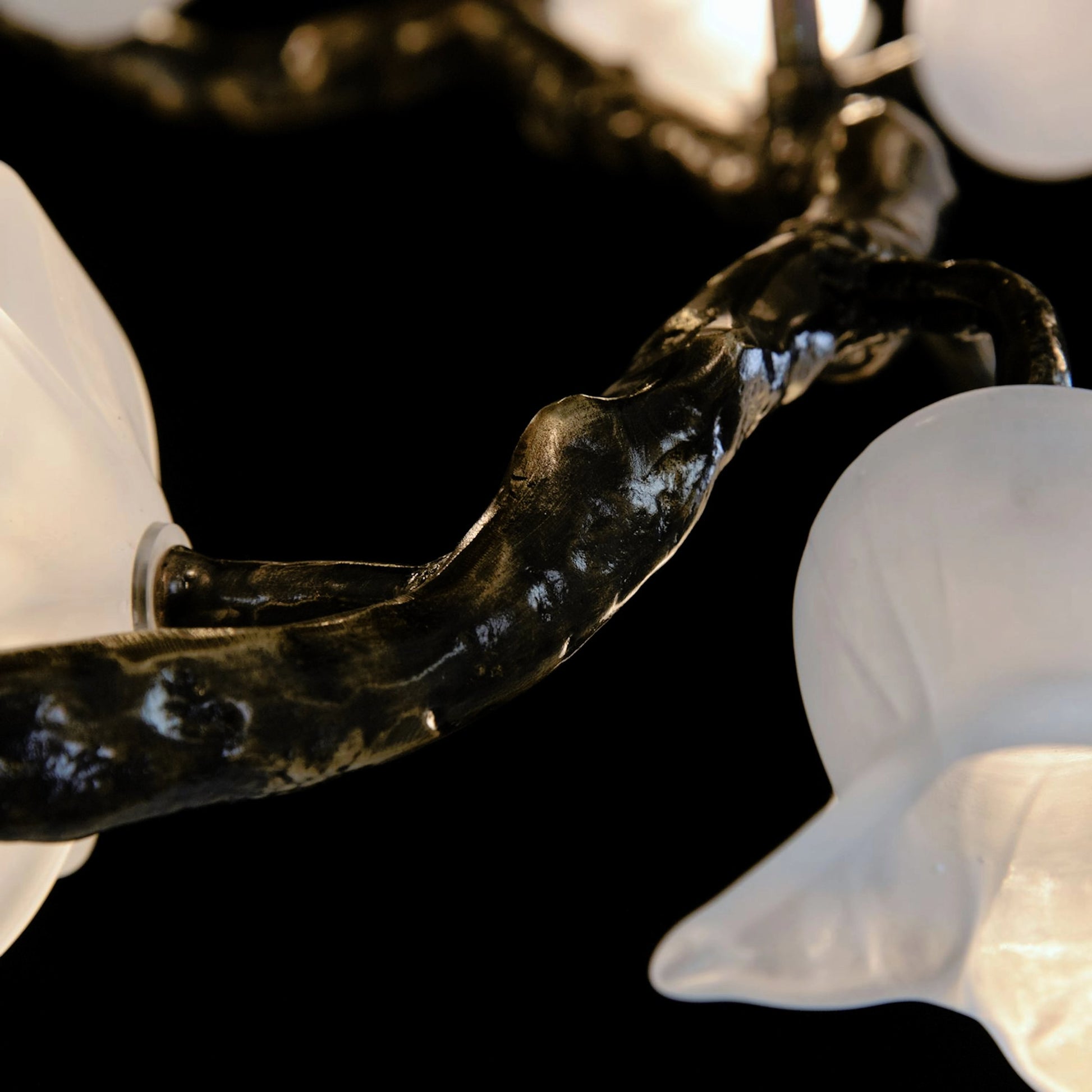 Churippu Magnolia & Tulip Glass Bronze Twelve-Light Halo Chandelier by John-Richard. Made from unique in a modern style.