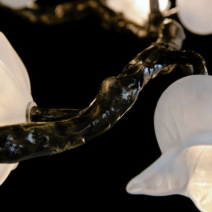 Churippu Magnolia & Tulip Glass Bronze Twelve-Light Halo Chandelier by John-Richard. Made from unique in a modern style.