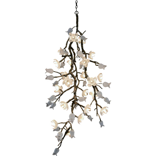 Churippu Magnolia & Tulip Glass Bronze Vertical Twenty-One Light Chandelier by John-Richard. Made from unique in a modern style.