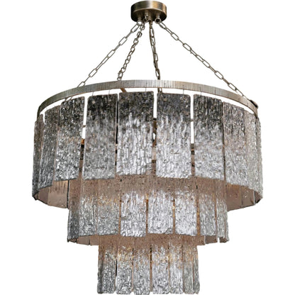 Twilight Sixteen-Light Slumped Glass Silver Chandelier by John-Richard. Made from unique in a modern style.