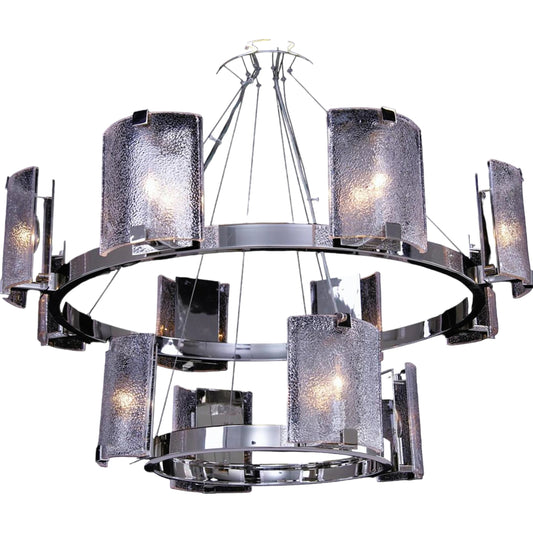 Claritas Twelve-Light Two-Tier Chandelier by John-Richard in nickel. Made from unique in a modern style.