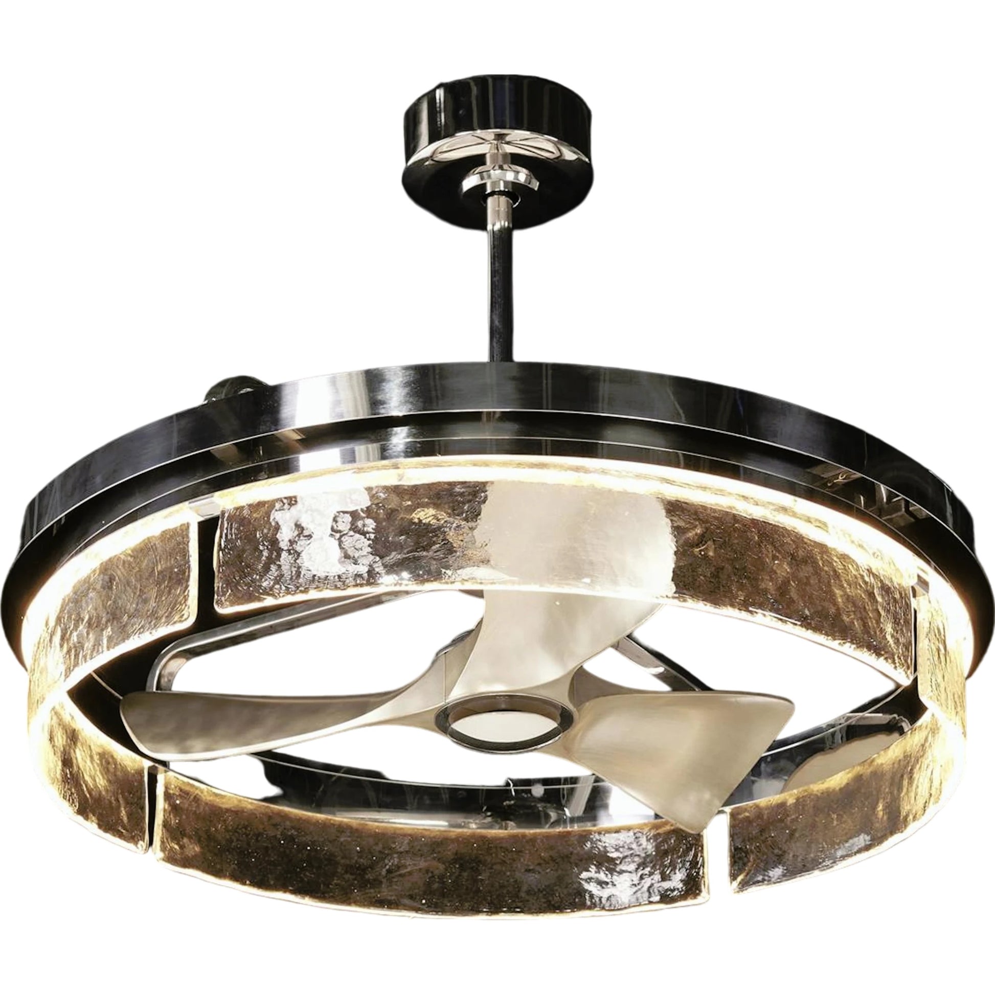 Sinclair Black Chandelier with Fan by John-Richard. Made from unique in a modern style.