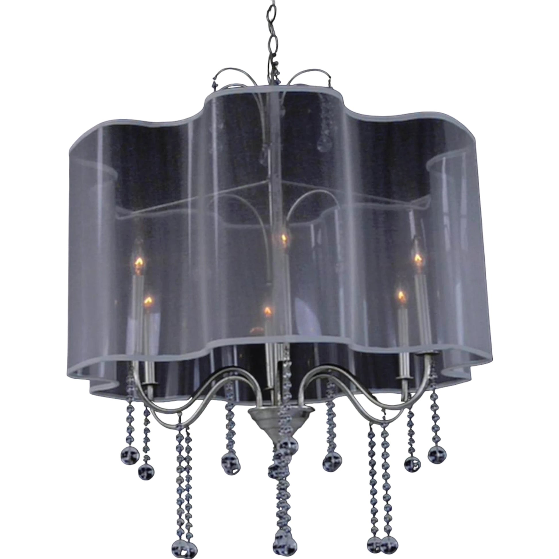 Antique Parisian Silver Six-Light Chandelier by John-Richard. Made from unique in a modern style.