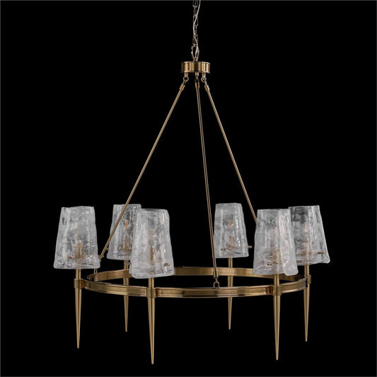 Coffee Bronze Torch Six-Light Chandelier by John-Richard in clear, bronze and coffee bronze. Made from metal, glass in a unique style.