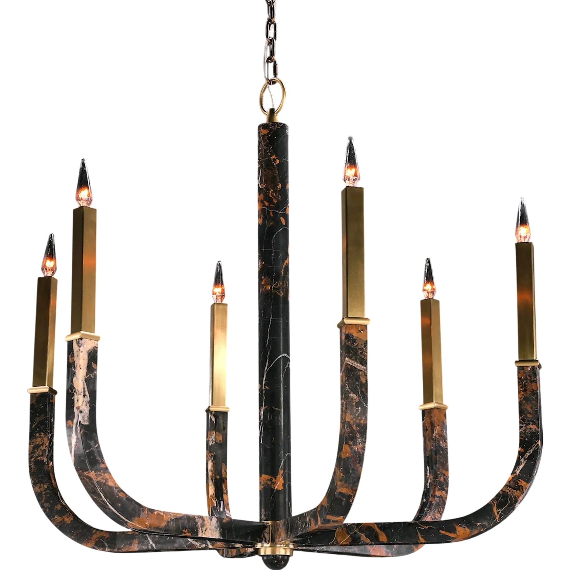 Hampton Court Six-Light Chandelier by John-Richard in honey brass. Made from unique in a traditional style.