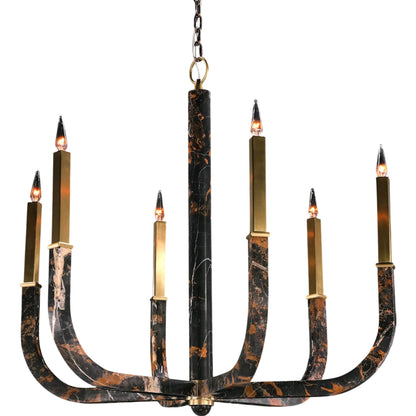 Hampton Court Six-Light Chandelier by John-Richard in honey brass. Made from unique in a traditional style.