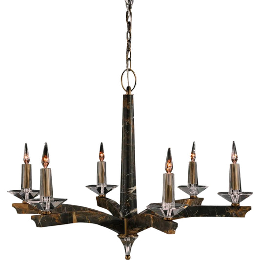 Inverness Six-Light Chandelier by John-Richard in antique brass. Made from unique in a unique style.