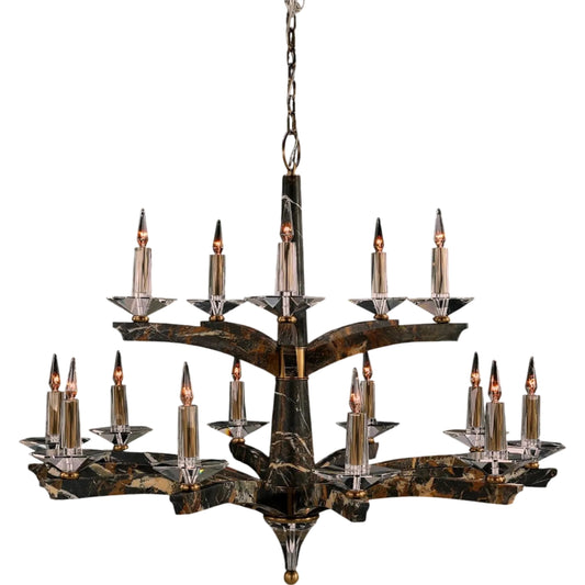 Inverness Fifteen-Light Chandelier by John-Richard in antique brass. Made from unique in a unique style.