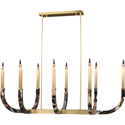 Hampton Court Eight-Light Horizontal Chandelier by John-Richard in honey brass. Made from unique in a traditional style.