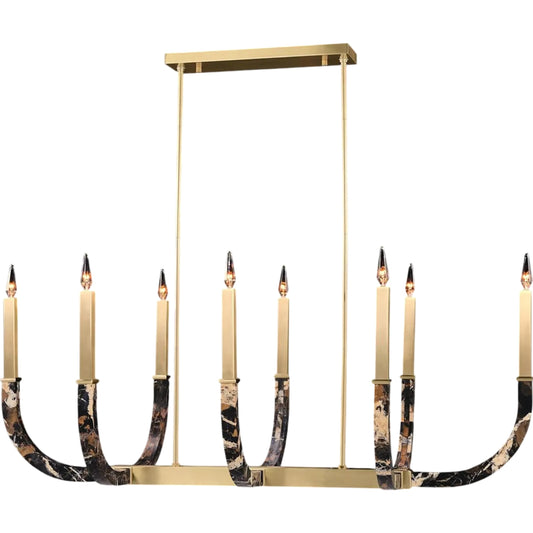 Hampton Court Eight-Light Horizontal Chandelier by John-Richard in honey brass. Made from unique in a unique style.